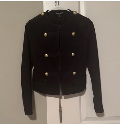 Express Black Blazer with military Gold Accents size XS - Image 1 of 4