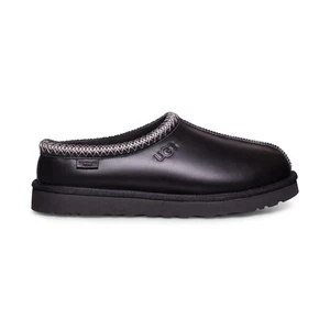 UGG TASMAN LEATHER REGEN BLACK SHEEPSKIN SOFT MEN'S SLIPPERS SIZE US 12 NEW - Picture 1 of 5