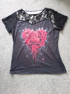 Black With Lace tshirt size 10/12 - Picture 1 of 3
