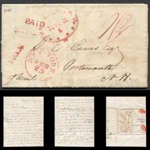 1829 Maritimes Paket Schiff Sarah Parker Capt. Seeks Cargo Stempelloser Faltbrief - Bild 1 von 8