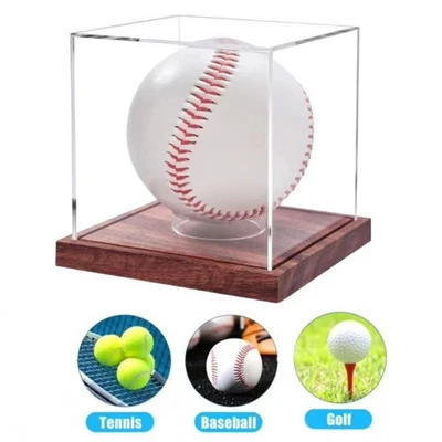 1X Baseball Display Case UV Protected Acrylic Cube Baseball Square Clear Box - image 1 of 4