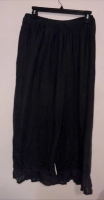 Pantalones de lino FLAX talla mediana cintura elástica hechos en Lituania pierna ancha Foto 1 de 4