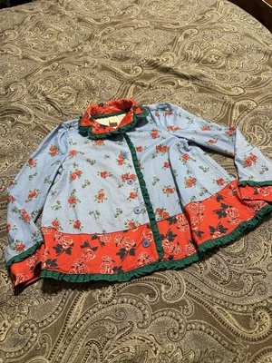 Top de pijama floral azul rojo manga larga Matilda Jane Elige tu camino talla 6 Foto 1 de 3