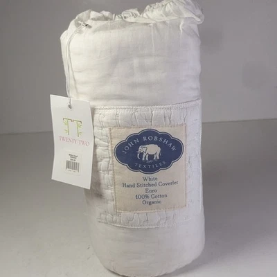 John Robshaw Hand Stitched Coverlet Euro White Organic - Image 1 of 2