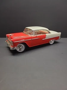 ERTL 1955 CHEVY BEL AIR HARDTOP 1/18 Scale INDIA IVORY/GYPSY RED DIECAST CAR - Picture 1 of 17