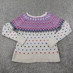 American Eagle Sweater Womens S Purple Nordic Fair Isle Angora Wool Sweatshirt - Picture 1 of 14