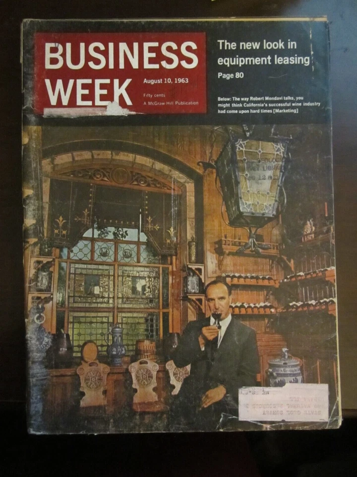 Business Week Magazine August 1963 Robert Mondavi California Wine 61 - Image 1 of 1