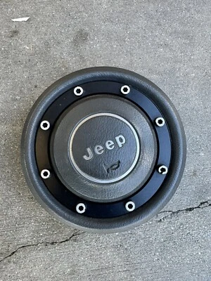 Botón de bocina central del volante Jeep Wrangler Yj 87-95 OEM gris Foto 1 de 4