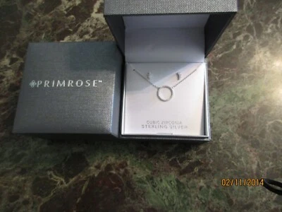 PRIMROSE Cubic Zirconia Circle Pendant & Stud Earring Set Sterling Silver - Image 1 of 4