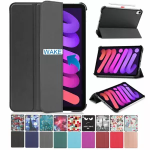 Folio Smart Cover Tri-Fold Leather Stand Case Cover For Apple iPad mini 6 A17Pro - Picture 1 of 148