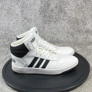 Adidas Shoes Mens Size 9 Hoops 2.0 Mid Sneaker White Leather - Picture 1 of 11