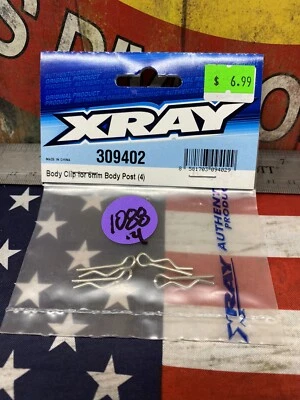 XRAY 309402 Body Clip: 6mm Body Post x 4pc. ~NEW~ USA SHIPPED - Image 1 of 3