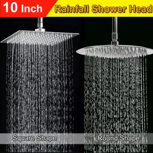 Soffione doccia a pioggia 10" pollici acciaio inox cromato bagno spruzzatore pioggia quadrato rotondo - Foto 1 di 11