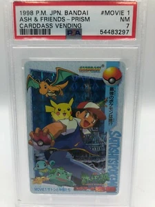PSA 7 N MINT Pokemon Japanese Bandai Carddass 1998 Ash' & Friends Prizm #Movie 1 - Bild 1 von 2