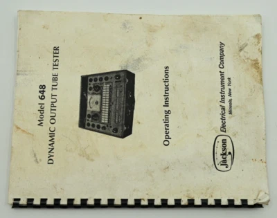 Manual de usuario del propietario de datos de prueba de tubo vintage Jackson Electrical modelo 648 Foto 1 de 3