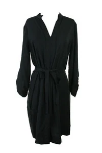 Studio M Black Roll-Tab-Sleeve Shirtdress XS - Picture 1 of 3