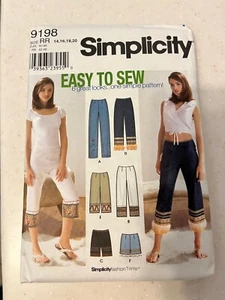 Simplicity 9198 UNCUT Sewing Pattern, Misses' Pants or Shorts, Size RR (14-20) - Picture 1 of 2