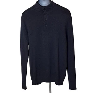 Luciano Natazzi Sweater Mens XL 1/4 Button Pullover Black Long Sleeve NEW w Tags - Picture 1 of 12