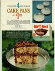 1963 Mirro Aluminum Cake Pans Vintage Print Ad Kitchen Cookware Pudding Cake