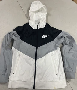 Nike Girls Nylon Long Sleeve Jacket Gray, White & Black Full Zip  Size Large - Picture 1 of 10