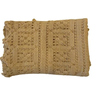 Cama de ganchillo vintage hecha a mano beige punta de aguja completa - Imagen 1 de 4