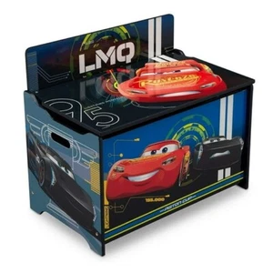 Disney Pixar Cars Deluxe Wooden Toy Box Storage Organizer For Children Kids NEW - Picture 1 of 6