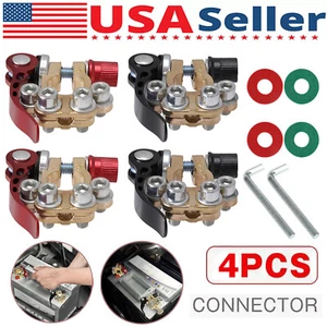 4PCS Car Battery Terminal Connectors Quick Release Disconnect Positive Negative - Picture 1 of 10