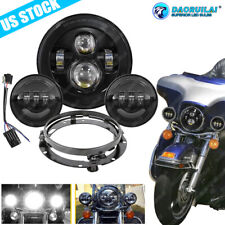 DRL 7" inch LED Headlight + Passing Lights For Harley Davidson Touring Road King