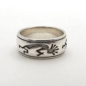 Peter Stone Sterling Silver Kokopelli Wedding Band Ring sz7 - Picture 1 of 4