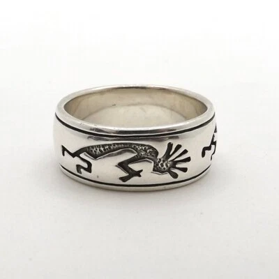 Peter Stone Sterling Silver Kokopelli Wedding Band Ring sz7 - Изображение 1 из 4