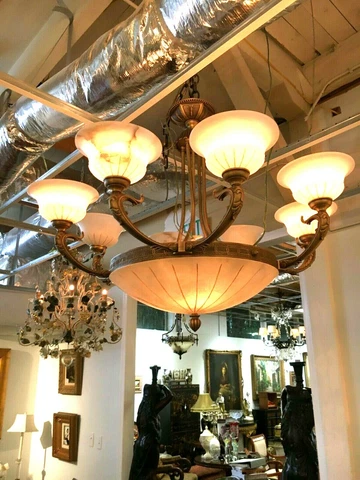 8 light Bronze And Alabaster Chandelier Cover