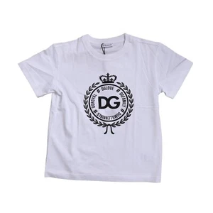 DOLCE & GABBANA Kids T-shirt White Cotton Logo Print Crew Neck s. Tag 6 190usd - Picture 1 of 5