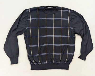 Talbots Men's Sweater Size L Blue PLaid Crewneck Pullover Lightweight - Image 1 of 4