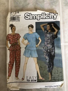 1990 Simplicity Pattern 9754 Size A Tunic Elastic waist shorts and Palazzo pant - Picture 1 of 3