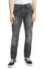 $250 - OVADIA & Sons 003 Straight Taper Jeans in Black Destroyed Size 30