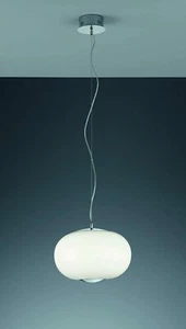 LED Pendelleuchte Pendellampe Glas weiss glänzend 1600 Lumen D 40 cm dimmbar - Picture 1 of 2