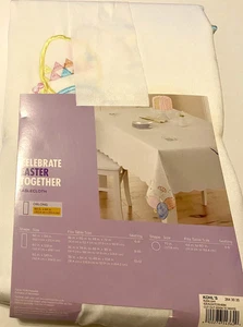 New W Tags Tablecloth EASTER Celebrate White Colorful Embroidered Eggs KOHL’s - Bild 1 von 5