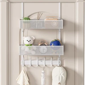 Over the Door Hooks Organizer, over Door Storage with 12 Coat Hooks and 2 Mesh B - Picture 1 of 3