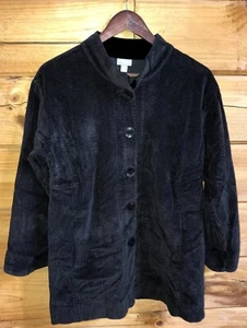 J. Jill Black Corduroy Jacket with Velvet Trim Women’s Sz M Cotton EUC - Picture 1 of 12