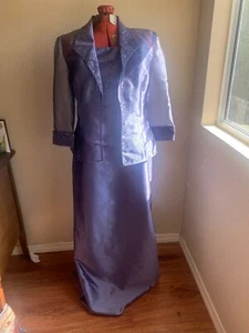 ELEGANTES VINTAGE ALEX 80ER JAHRE ZWEITEILIGES LAVENDEL ABENDKLEID PERLEN VOLLE LÄNGE - Bild 1 von 12