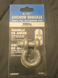 5/16 Ankerschäkel Belastungsgrenze 1500 Pfund ZINKSCHRAUBSTIFT - Bild 1 von 2