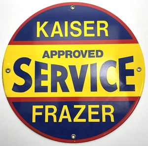 Kaiser Frazer Approved Service Metal Porcelain Reproduction Sign - 11.5" - Picture 1 of 3