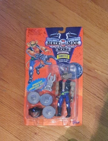Vintage THROTTLE Galoob BIKER MICE FROM MARS Action Figure SEALED New MOC Wavy Cover