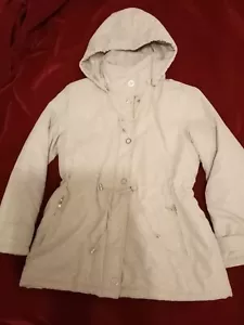 FINESSE LADIES SIZE 14 WINTER COAT, DETACHABLE HOOD ZIPPED POCKETS TOGGLES BEIGE - Picture 1 of 12