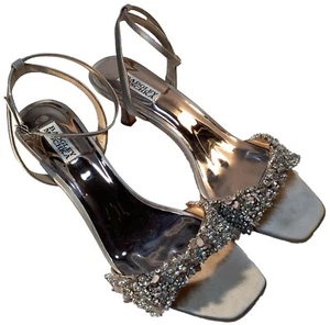 Badgley Mischka Telissa Damen-Sandalen 12 verziert Pfennigabsatz champagnerfarben - Bild 1 von 11