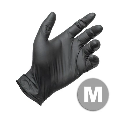 Medium - 200 Pcs Black Nitrile Powder Free Medical Exam Tattoos Piercing Gloves - Image 1 of 4