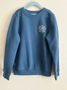 REI Trails Logo Crew Pullover Sweatshirt Blue Kids 10/12 Medium - Picture 1 of 11