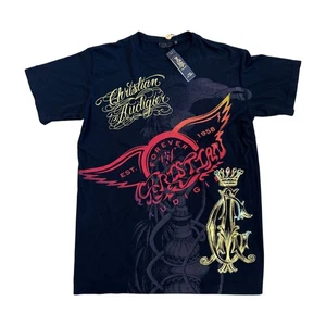 Christian Audigier T Shirt Mens XL Black Ed Hardy Los Angeles Designer Skull USA - Picture 1 of 11