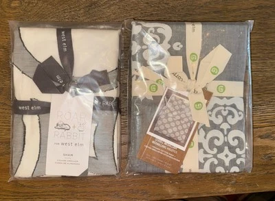 WEST ELM RUGIR + CONEJO ROTONDA NUEVO NUEVO CON ETIQUETAS + 1 MEDALLÓN KING SHAM IN SCROLL Foto 1 de 4