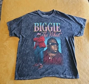 Notorious Big T Shirt Taglia XL Grigio Lavaggio Acido Rap Tee Biggie The What - Foto 1 di 4